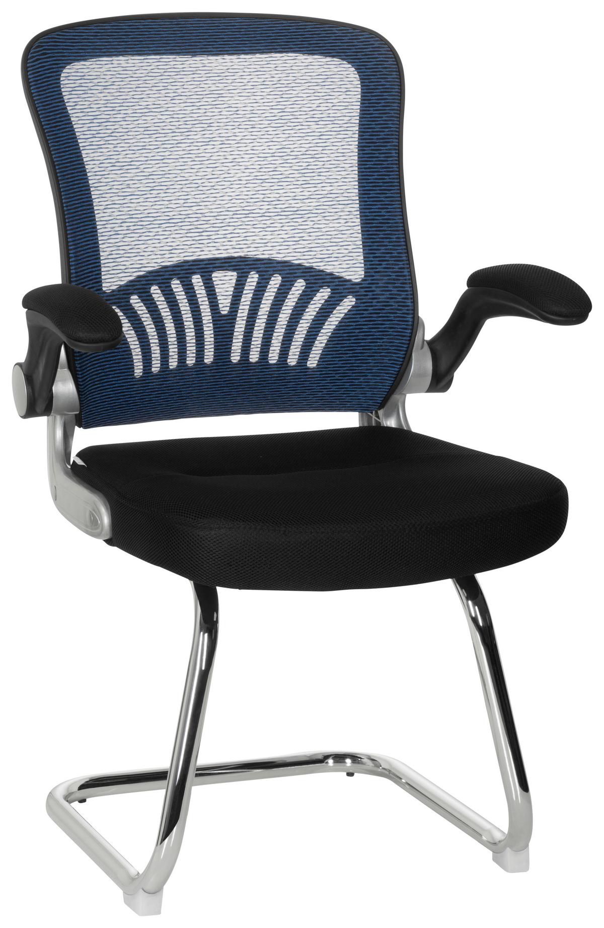 Besucherstuhl mit Armstützen Blau/Schwarz Bis 120 Kg - Chromfarben/Blau, MODERN, Textil/Metall (64/103/64cm) - MID.YOU