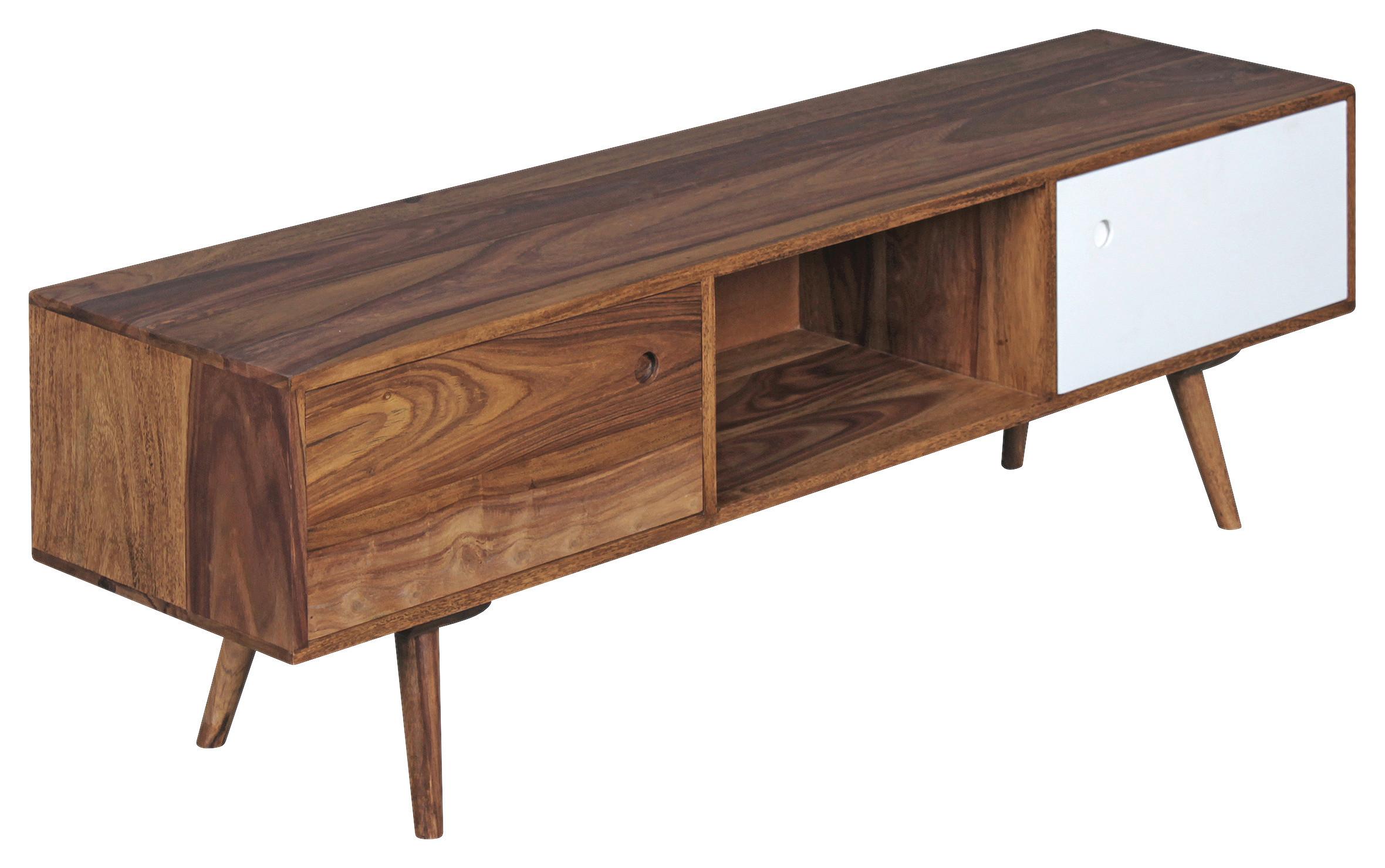 Nízka komoda pod TV Repa š:140cm masív - biela/farba indického palisandra, Design, drevo (140/45/35cm) - MID.YOU