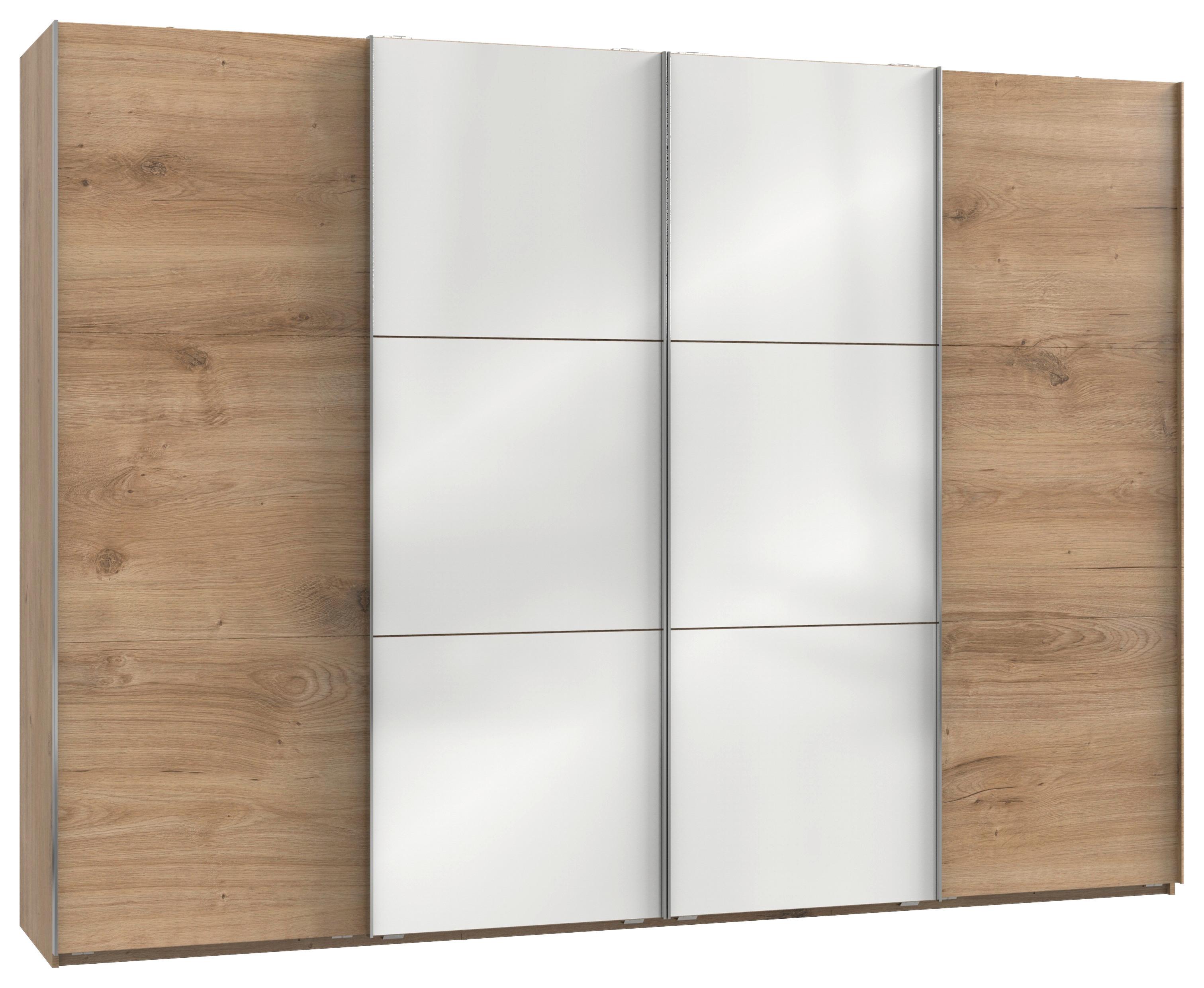 Schwebetürenschrank B: 300 Cm Level Weiß/eichefarben Dekor - Eichefarben/Weiß, MODERN, Holzwerkstoff (300/216/65cm) - MID.YOU