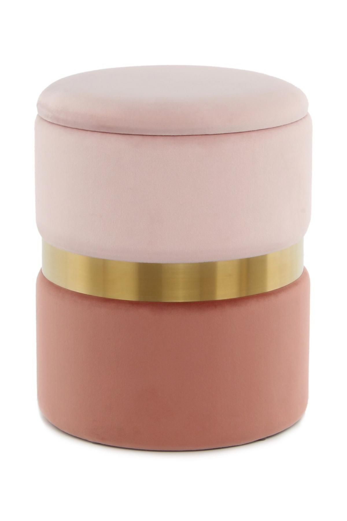 Hockerset Zora Goldfarben Altrosa B: 31,5/36 cm - Goldfarben/Altrosa, Design, Textil/Metall (31,5X36/38X44cm) - Kayoom