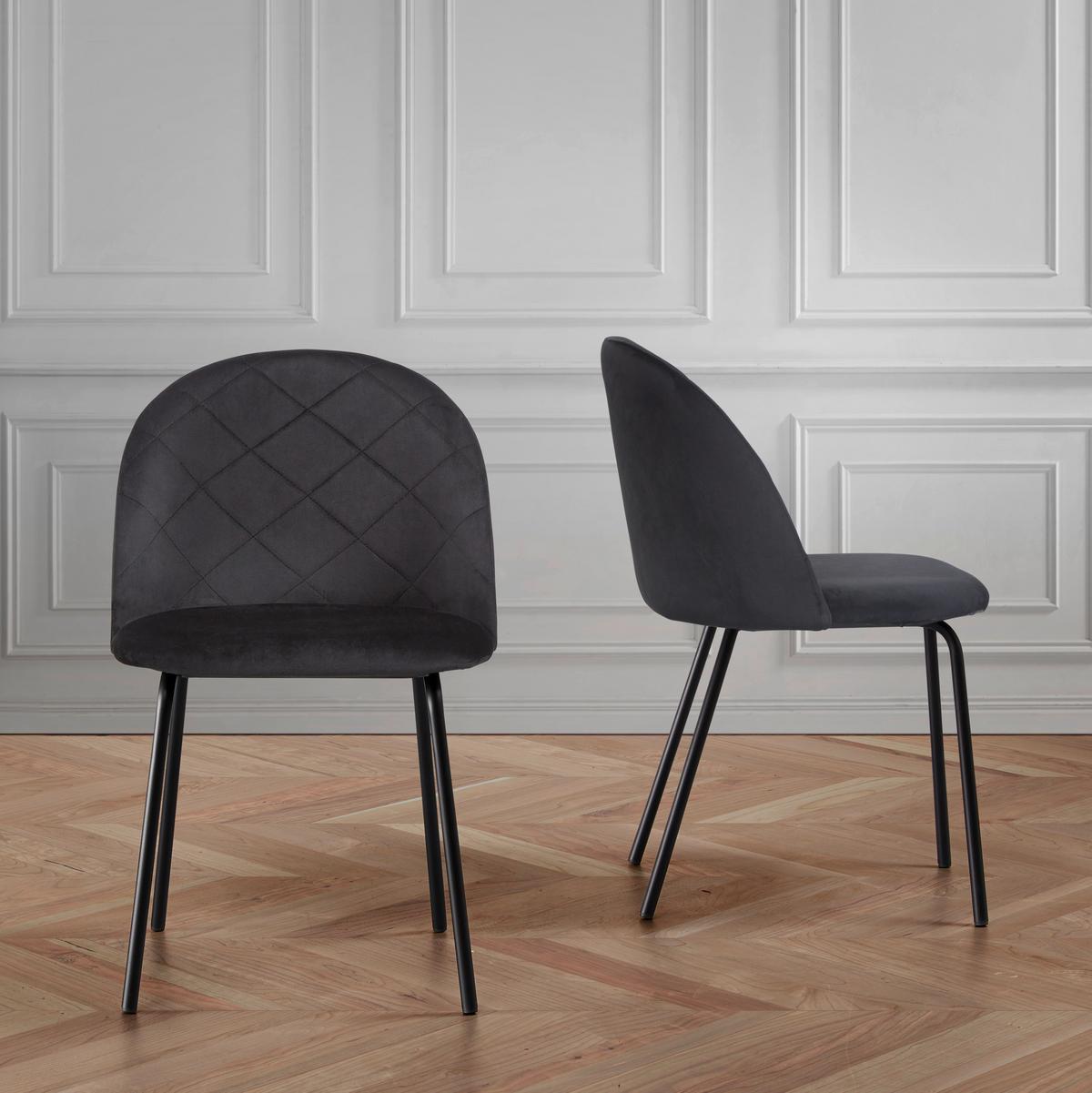Židle "Selina", černá - černá, Moderní, kov/dřevo (48,5/78/54cm) - Bessagi Home