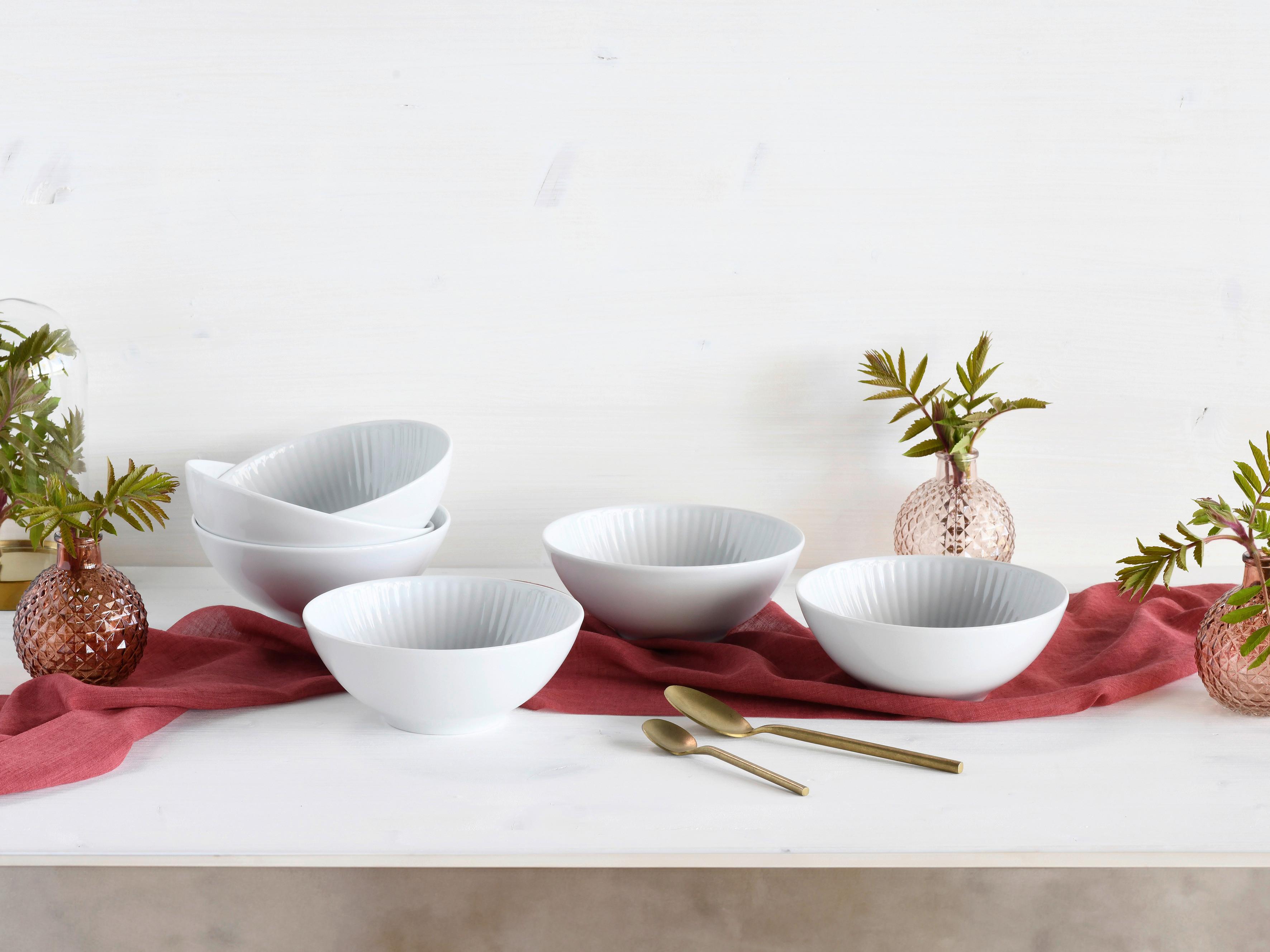 Schüsselset Valencia Weiß 6 Stück - Weiß, Design, Keramik - Creatable