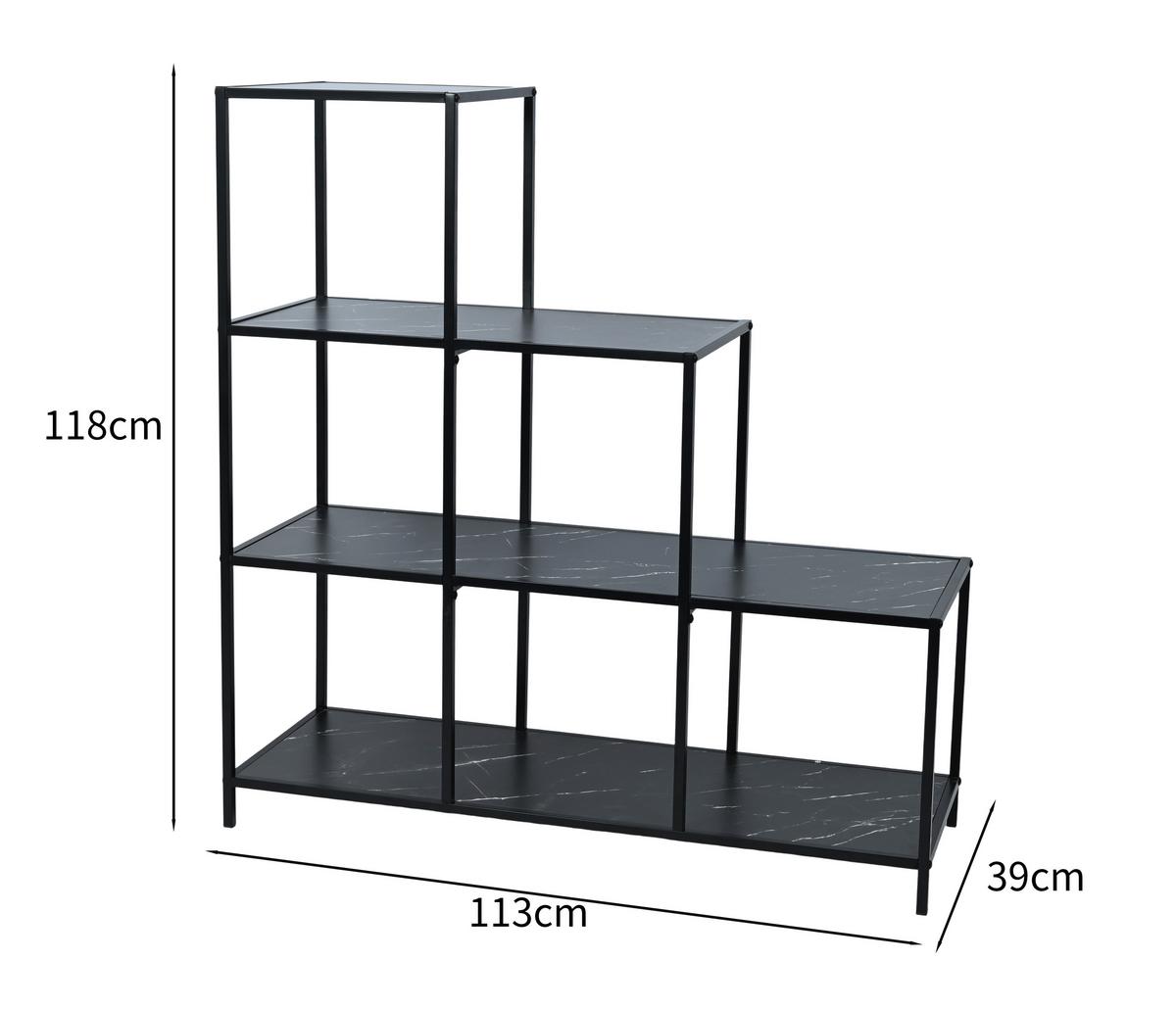 Regal Prag Schwarz B: 113 cm - Schwarz, Trend, Holzwerkstoff/Metall (113/118/39cm)