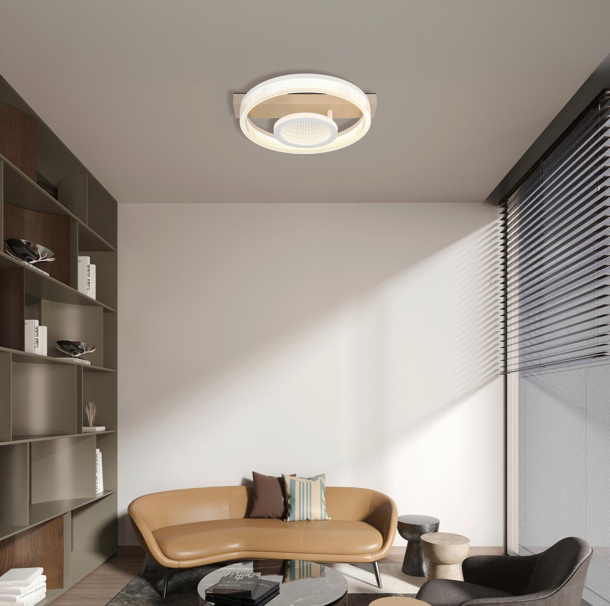 LED-Deckenleuchte 3000k, 850lm, 18w - Sandfarben/Transparent, Design, Kunststoff/Metall (36/33/10cm) - Globo