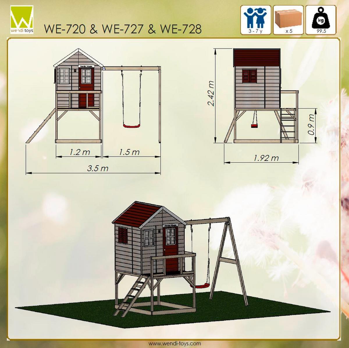 Spielhaus Zebra Naturfarben/rot, B: 350 Cm - Rot/Naturfarben, KONVENTIONELL, Holz (350/242/192cm)