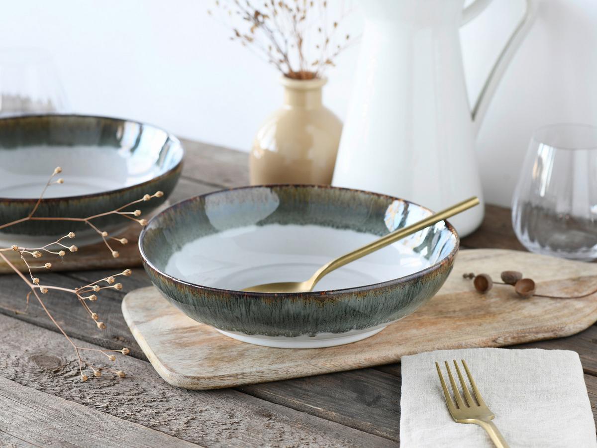 Schüsselset 4 -Teilig. Cascade Steinzeug: Weiß/Grau - Weiß/Grau, Design, Keramik - Creatable
