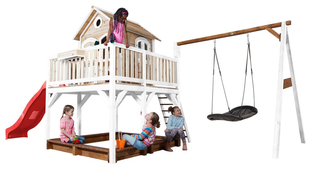 Spielturm A030.158.21 - Rot/Braun, KONVENTIONELL, Holz (613/291/277cm) - Ambia Garden