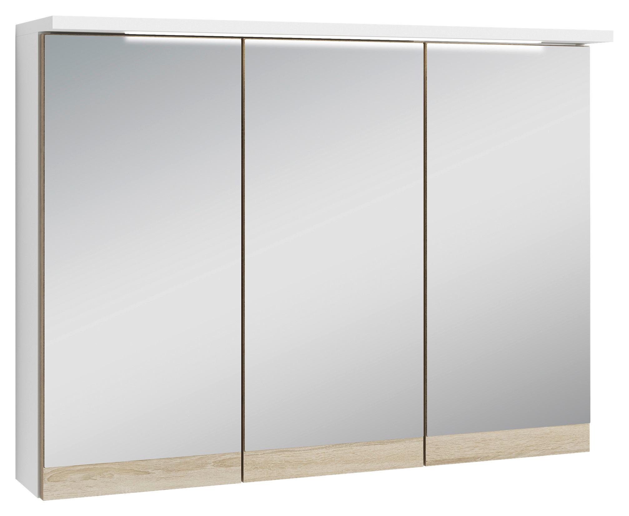 Spiegelschrank Marino mit Led 3-Türig BxHxT: 80x60x20 cm - Weiß, MODERN, Glas/Holzwerkstoff (80/60/20cm) - MID.YOU