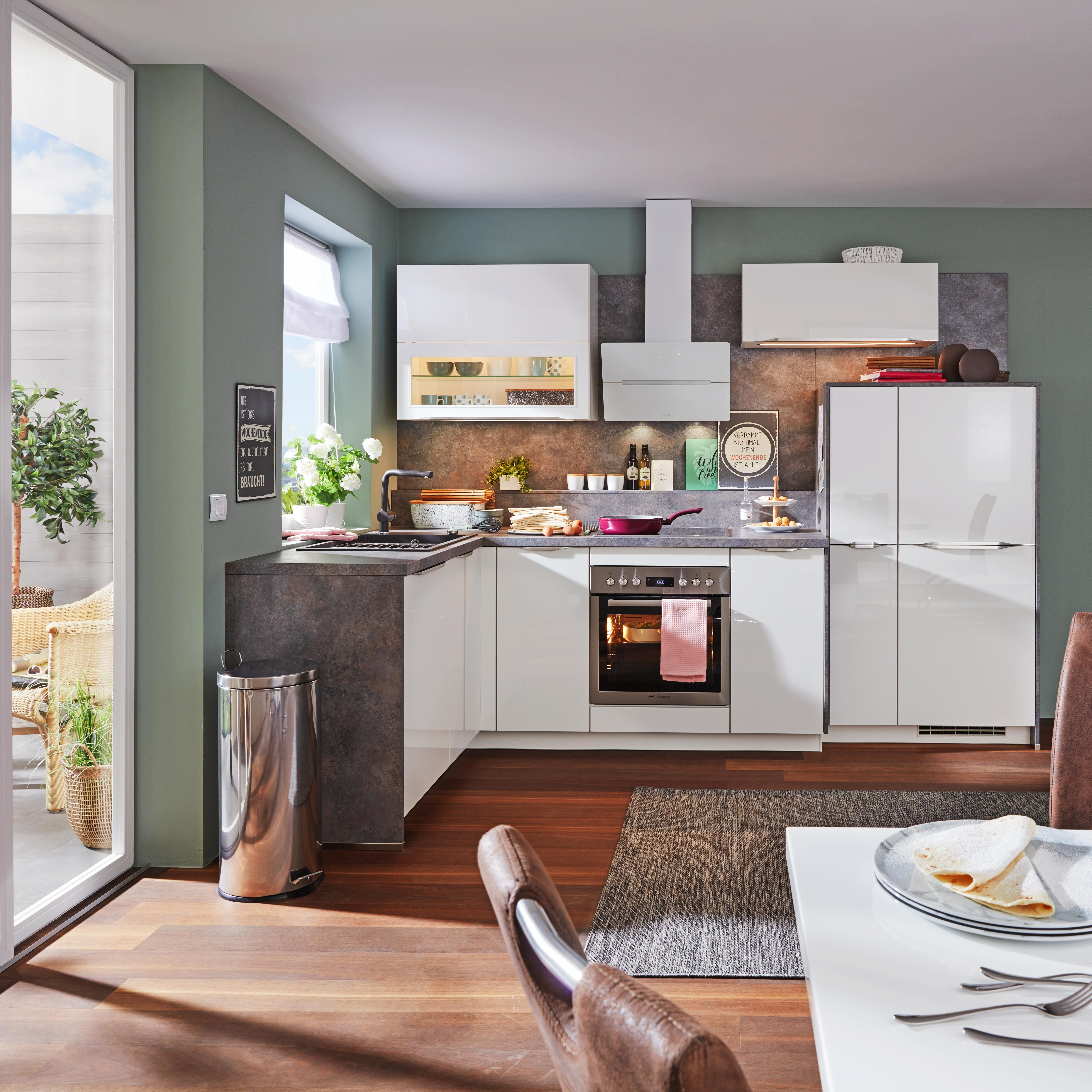 Sarokkonyha Florenz - Fehér, modern, Faalapú anyag (192/300cm) - Vertico