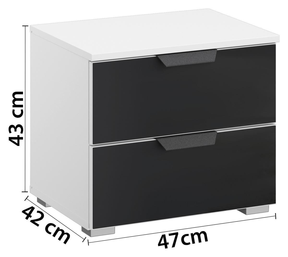 Nachtkästchen Artemis Weiß/anthrazit, H: 43cm - Anthrazit/Alufarben, MODERN, Glas/Holzwerkstoff (47/43/42cm) - Rauch Möbel