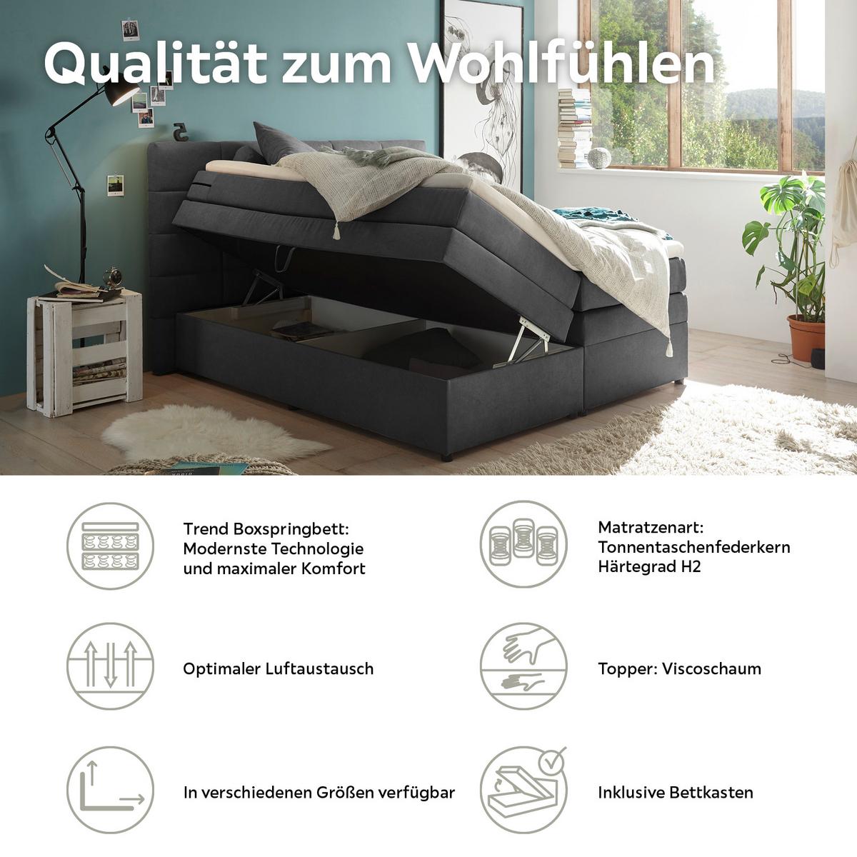 Boxspringbett Mit Topper & Bettkasten 180x200 Tacoma 3 - Schlammfarben, KONVENTIONELL, Kunststoff (180/200cm) - MID.YOU