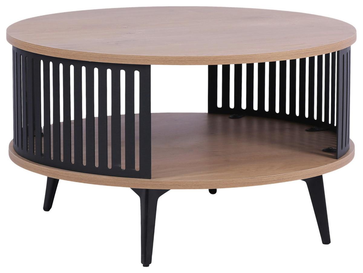 Couchtisch Santiago Mdf Eiche, B: 75 cm - Eichefarben/Schwarz, MODERN, Holzwerkstoff/Metall (75/44/75cm)