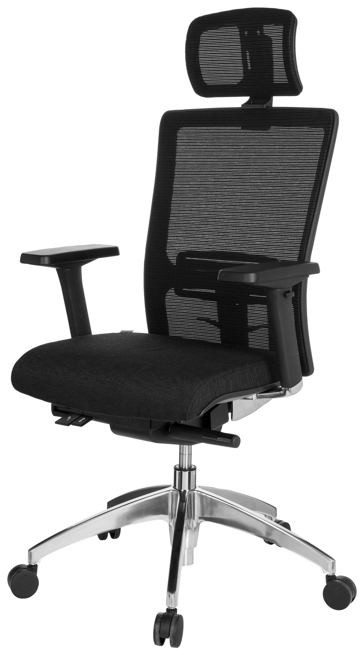 Drehstuhl Astra Lux Schwarz - Alufarben/Schwarz, MODERN, Kunststoff/Textil (57/138/52cm) - MID.YOU