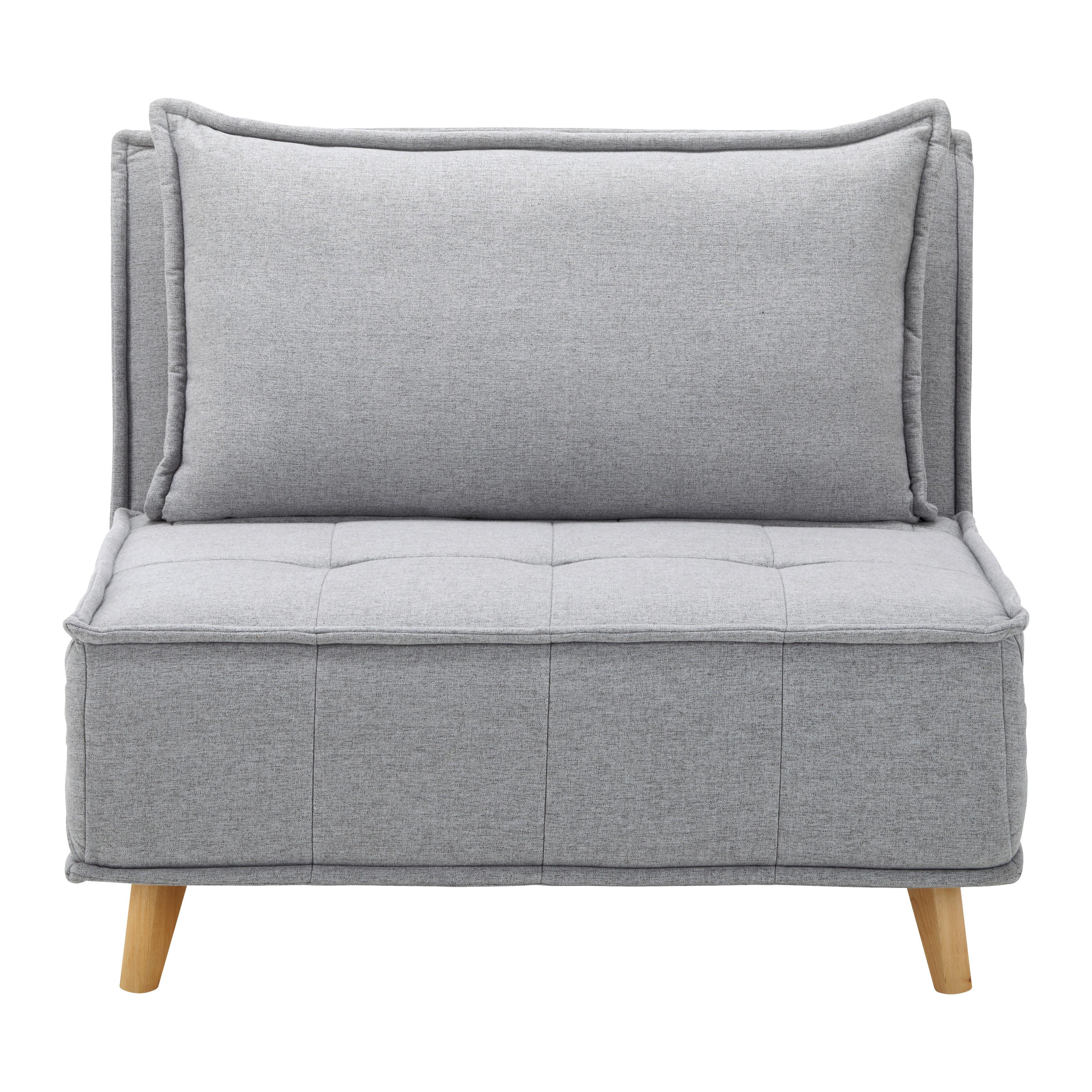 Rozkládací křeslo LAYLA, světle šedá - světle šedá/přírodní barvy, Moderní, dřevo/textil (104/92/84cm) - P & B