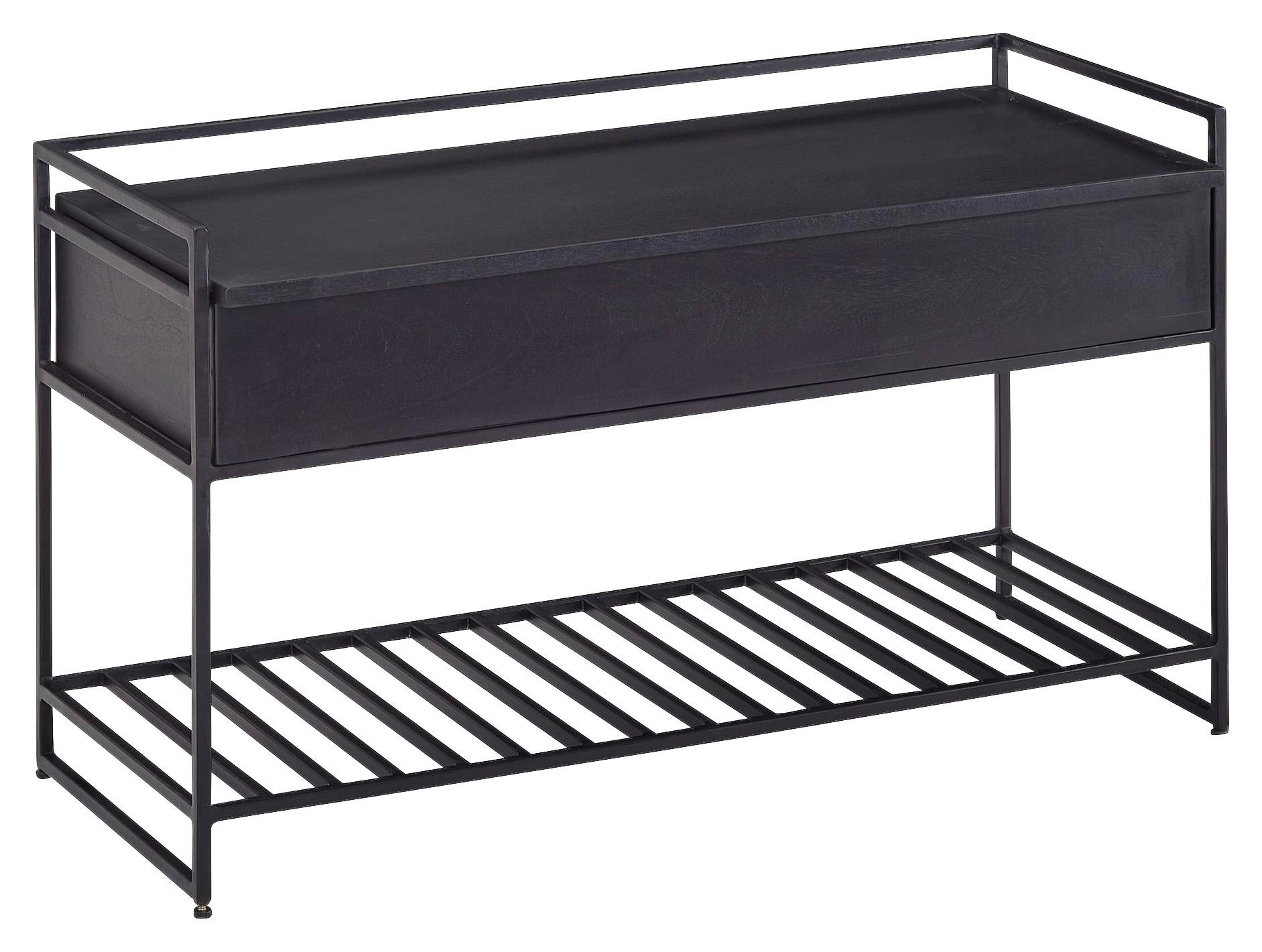 Sitzbank Truhe im Sitz Schwarz Wohnling BHT: 90x52x38 cm