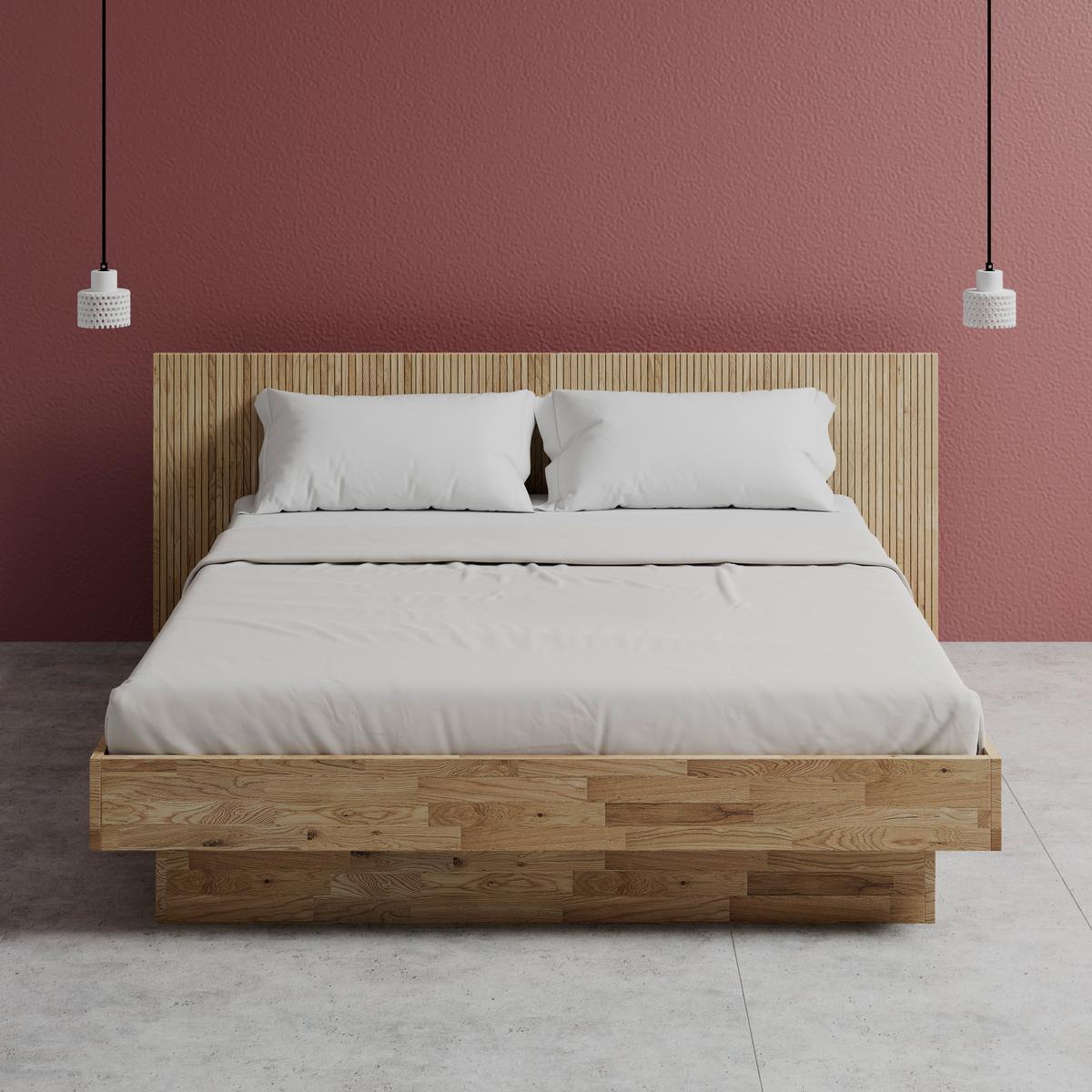 Dřevěná postel DUNA 180x200 cm, dub olejovaný - barvy dubu, Moderní, dřevo (180/200cm) - Bessagi Home