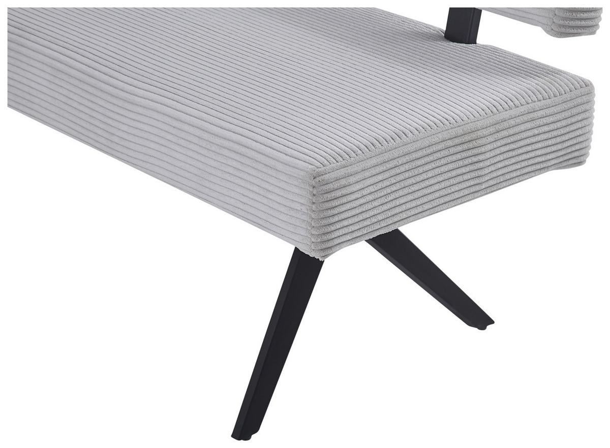 Eckbank Chios Cord Beige, S: 190x150 cm - Beige/Schwarz, KONVENTIONELL, Textil/Metall (190/150cm) - MID.YOU