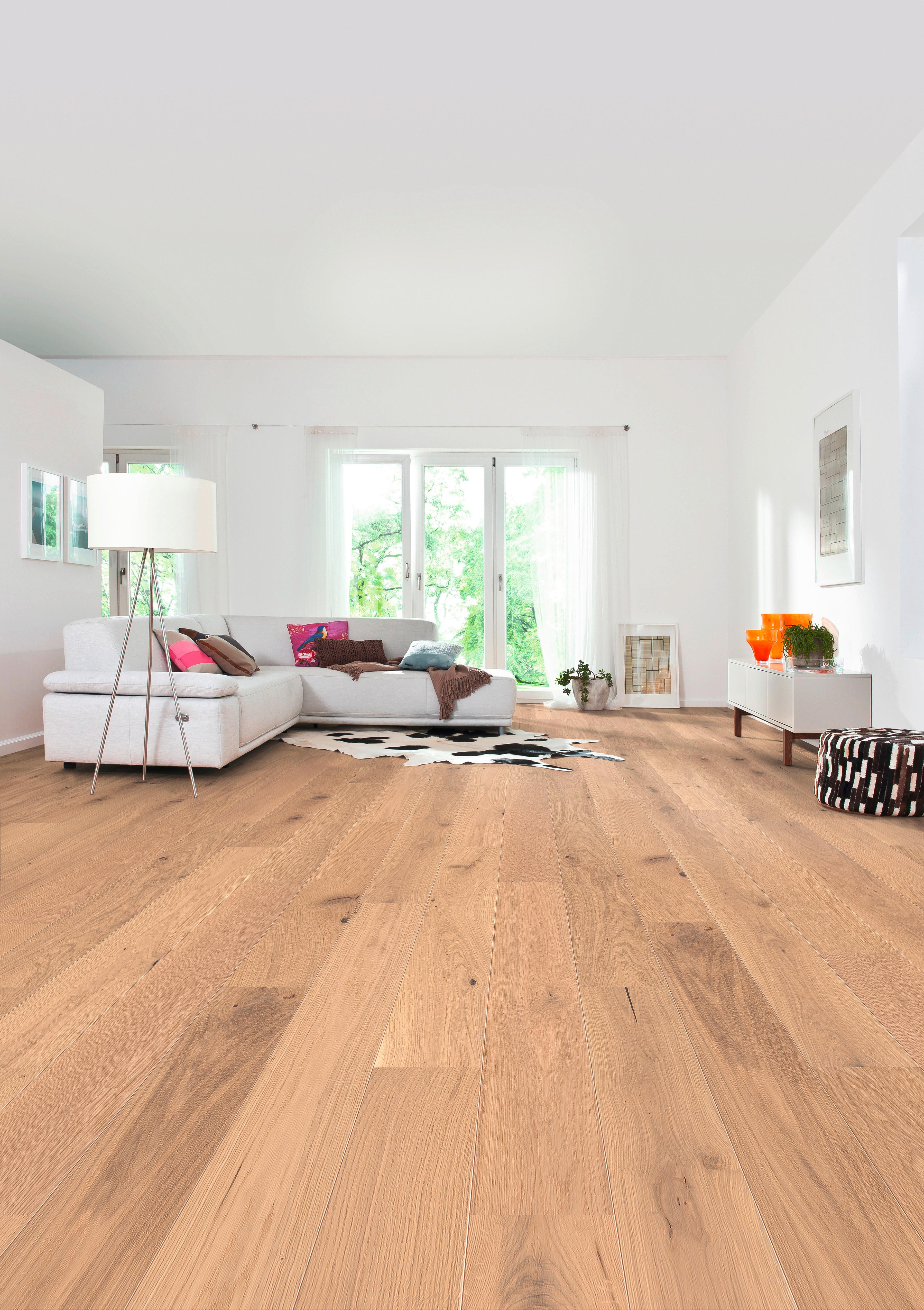 Parkettboden Eiche Hellbraun Landhausdiele Stärke 12mm - Hellbraun, Basics, Holzwerkstoff (18/108.5cm) - Living by HARO