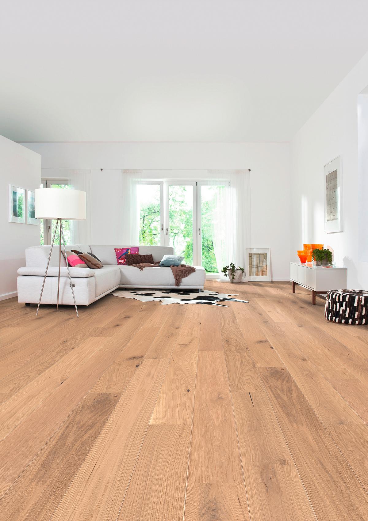 Parkettboden Eiche Hellbraun Landhausdiele Stärke 12mm - Hellbraun, Basics, Holzwerkstoff (18/108.5cm) - Living by HARO