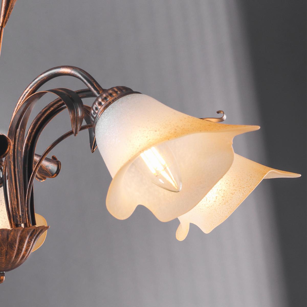 Kronleuchter 4722/5b - Bronzefarben, Natur, Glas/Metall (70/100cm)