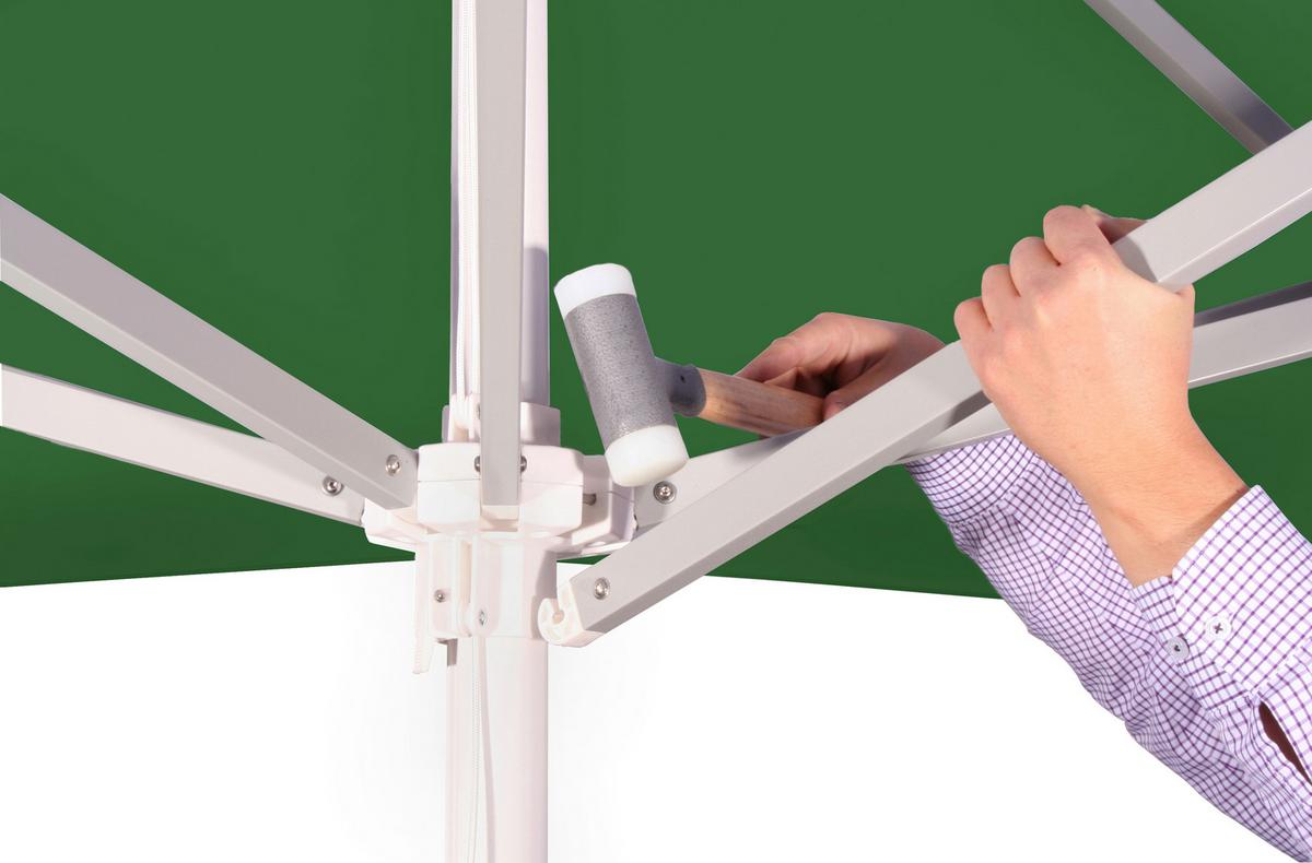 Ampelschirm Quadro LxBxH: 300x295x300cm Grün - Silberfarben/Grün, Basics, Textil/Metall (300/295/300cm) - Schneider