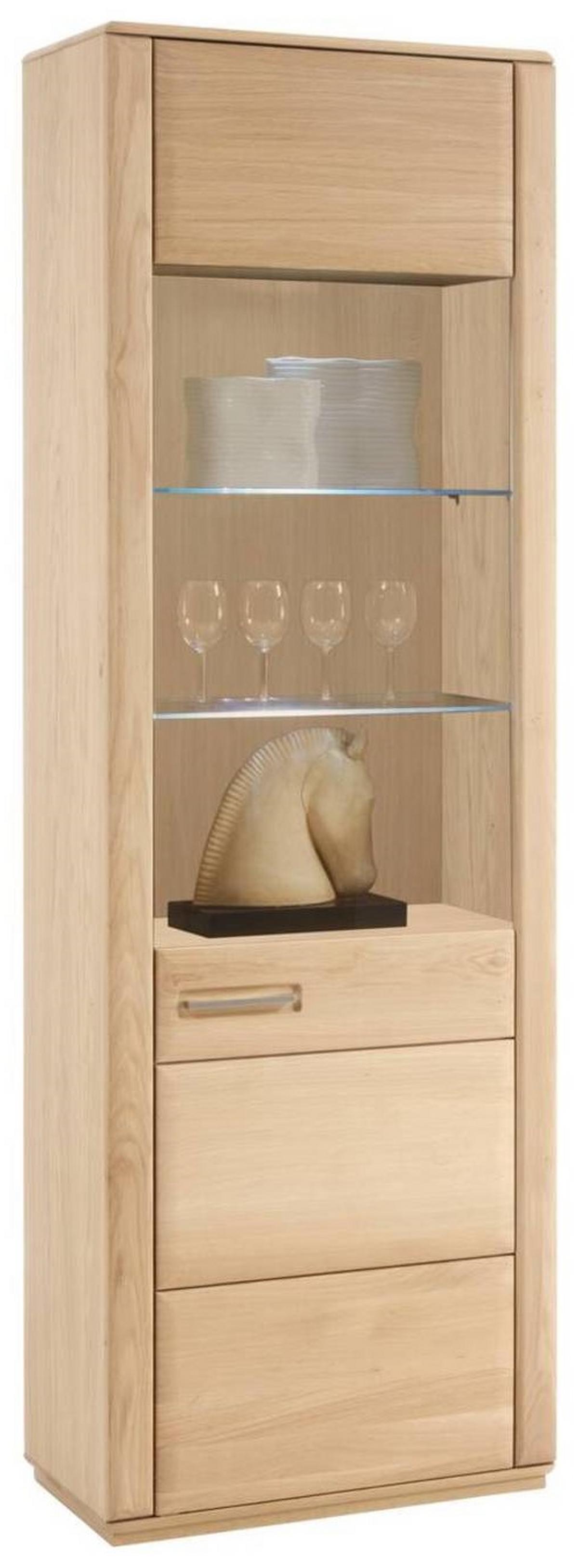 Vitrine teilmassiv B: 69 cm Sena Eichefarben - Eichefarben, Design, Glas/Holz (69/209/38cm) - Livetastic