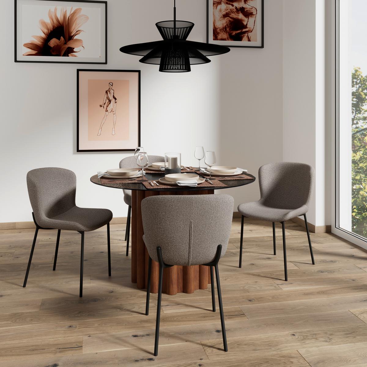 ŽIDLE NOEMIE - černá/hnědá, Moderní, kov/dřevo (49/81/54cm) - Bessagi Home