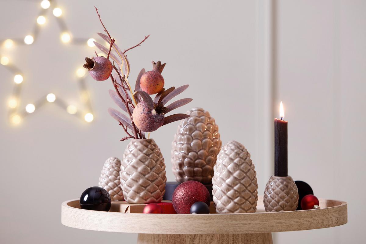 Stojan na sviečku PINECONE - hnedá, Konventionell, keramika (5,5/6cm) - Mömax