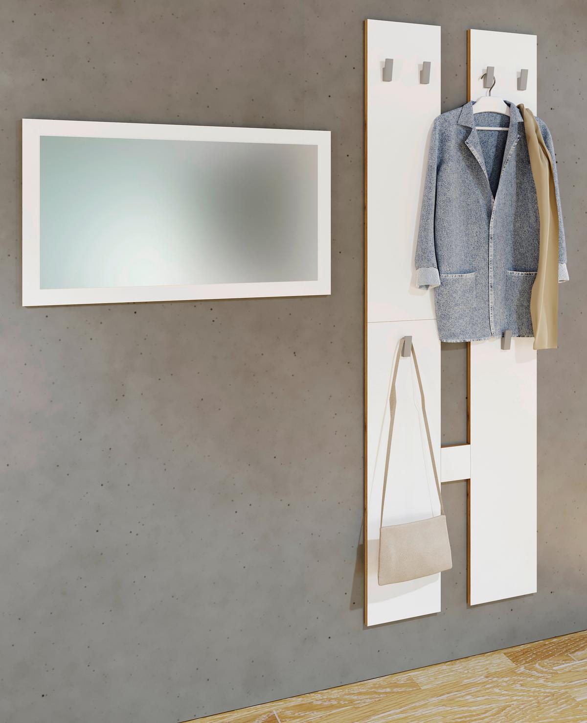 Wandgarderobe Salia Weiß/honigeiche - Honigeiche/Weiß, Design, Holzwerkstoff (57/140/20cm) - MID.YOU