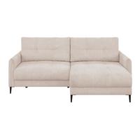 Ecksofa Polis Webstoff creme, 221x142cm - Creme/Schwarz, Trend, Textil (221/142cm) - Ondega
