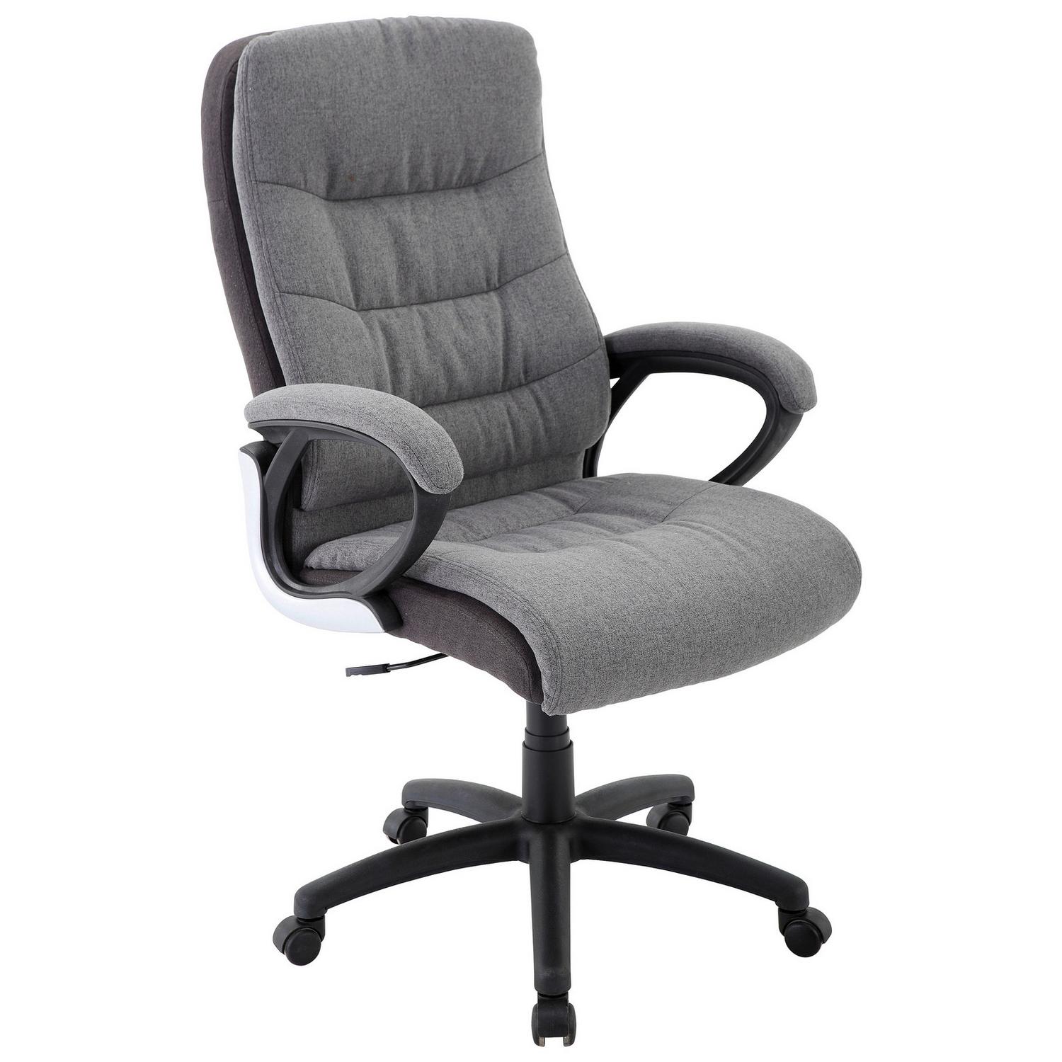 Chefsessel Claudia mit Armlehnen Stoffbezug Grau Grau, Schwarz, Hellgrau 67x112-122x65 cm