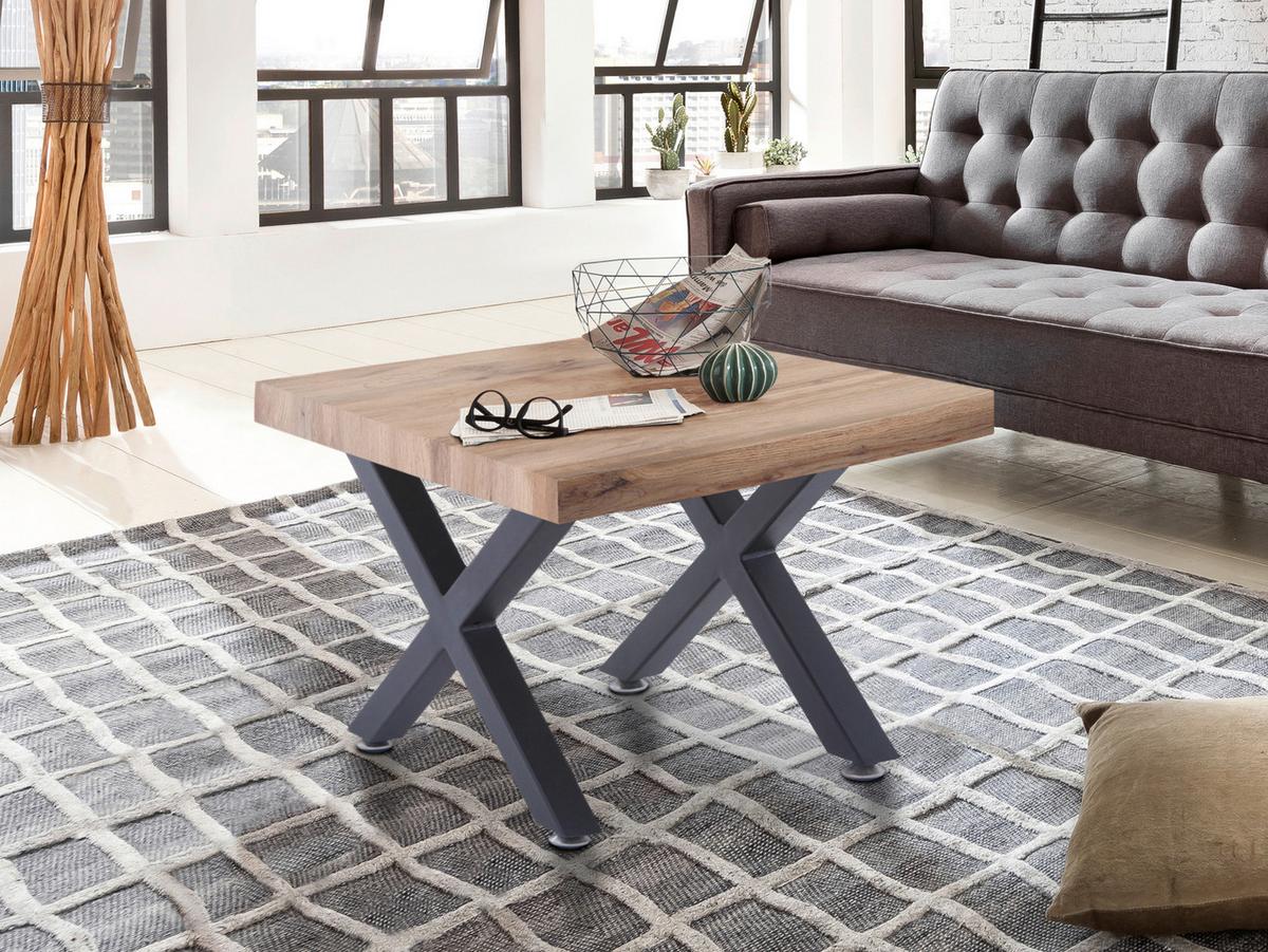 Couchtisch Naturfarben B: 60 cm - Schwarz/Naturfarben, Design, Holzwerkstoff/Metall (60/60/40cm) - Livetastic