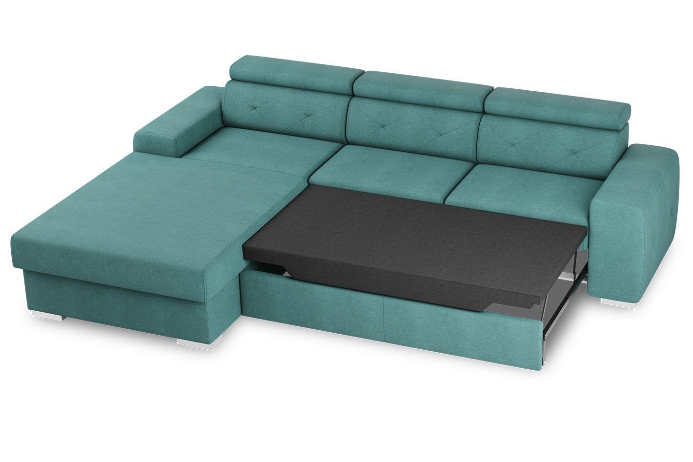 Eckschlafsofa Madison - Silberfarben/Grün, Design, Textil (195/296cm) - MID.YOU