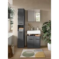Badezimmer Soft Grau Hg B: 90 cm - Grau Hochglanz/Schwarz, MODERN, Holzwerkstoff (90cm) - MID.YOU
