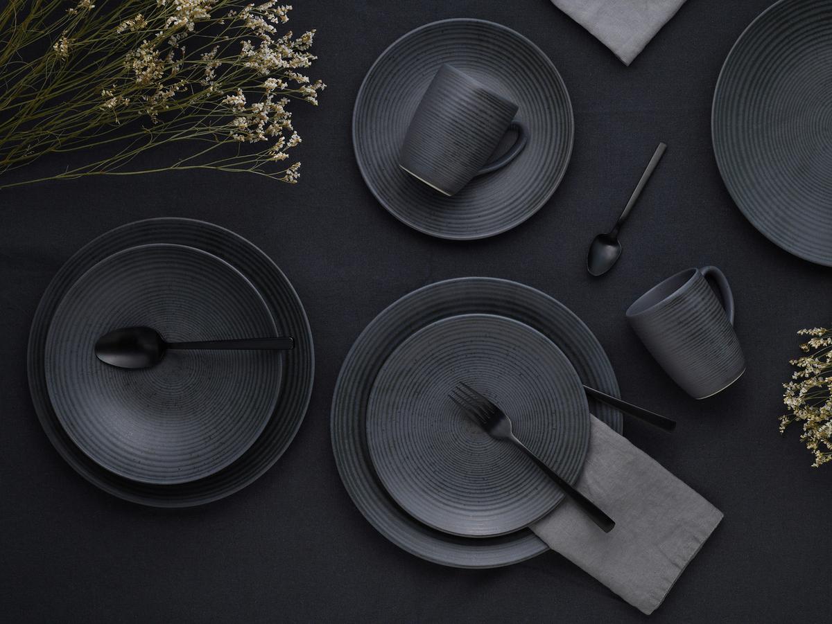 Kombinovaná souprava CATANIA ANTRACIT, 16-dílný - antracitová, Design, keramika - Creatable