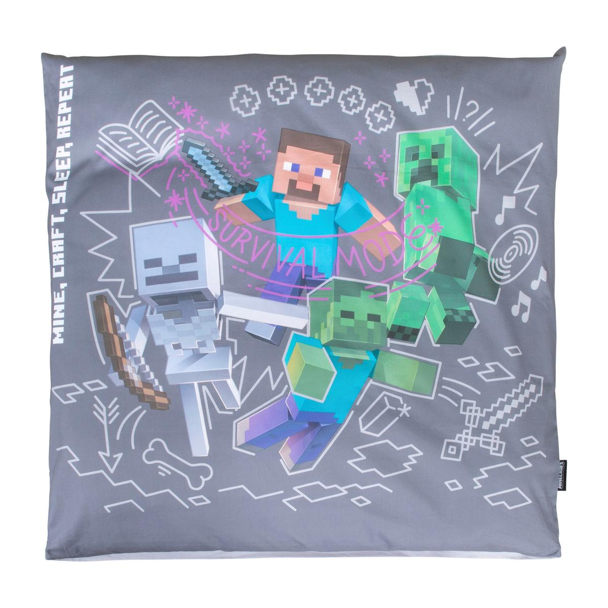 Wendebettwäsche Minecraft - Dunkelgrau/Hellgrau, Naturmaterialien/Textil (135/200cm)