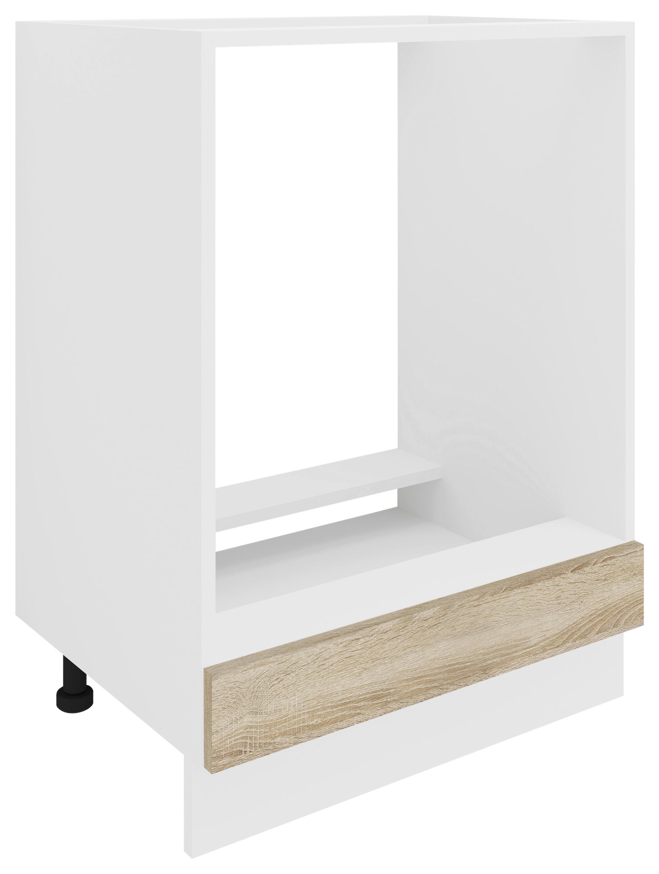 Herdumbauschrank Esilo B: 60 cm Weiß/Eiche Dekor - Weiß/Sonoma Eiche, KONVENTIONELL, Holzwerkstoff (60/82/46cm) - MID.YOU