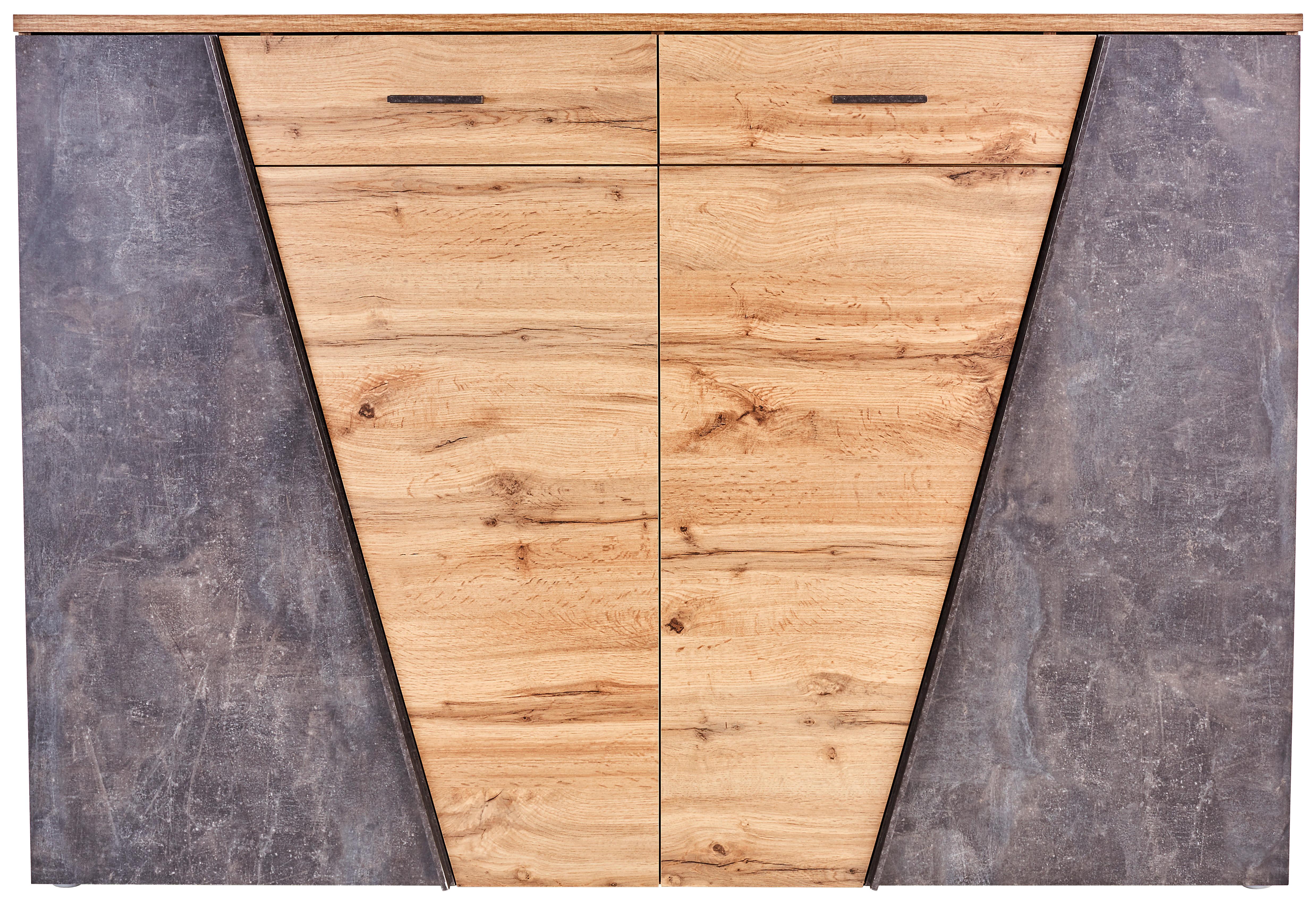 Kommode B 160cm Venedig, Wotan Eiche/beton Optik - Eichefarben/Schwarz, MODERN, Holzwerkstoff (160/110/40cm)