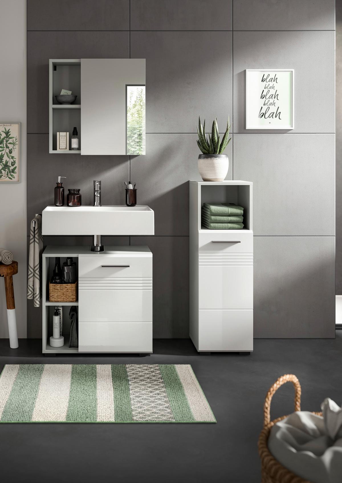 Spiegelschrank Copa 1-Türig B: 55 cm - Grau, MODERN, Glas/Holzwerkstoff (55/55/17cm) - MID.YOU