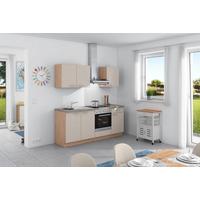 Küchenzeile Base ohne Geräte 200 cm Crema/Eiche/Beton Hell - Wildeiche/Creme, Design, Holzwerkstoff (200cm) - Express
