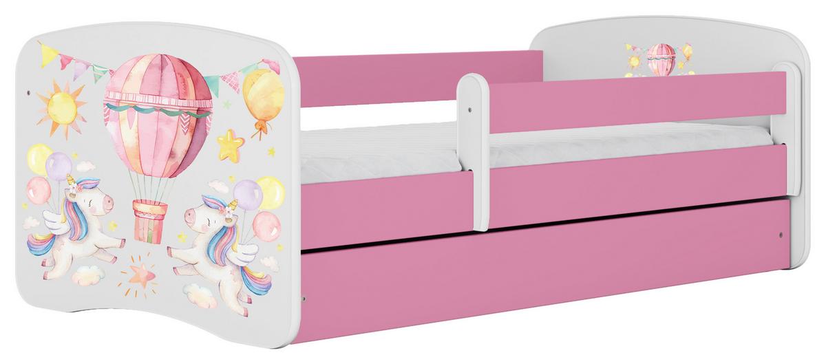 Kinder-/Juniorbett Babydreams Inkl. Matratze 80x160 - Pink/Birkefarben, MODERN, Holz/Holzwerkstoff (80/160cm) - MID.YOU