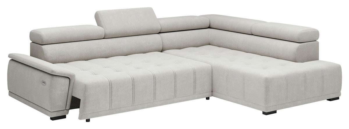 Rohová sedačka GRINALDI, pravá, sivobiela - čierna/sivobiela, Modern, textil/plast (283/106cm) - Premium Living