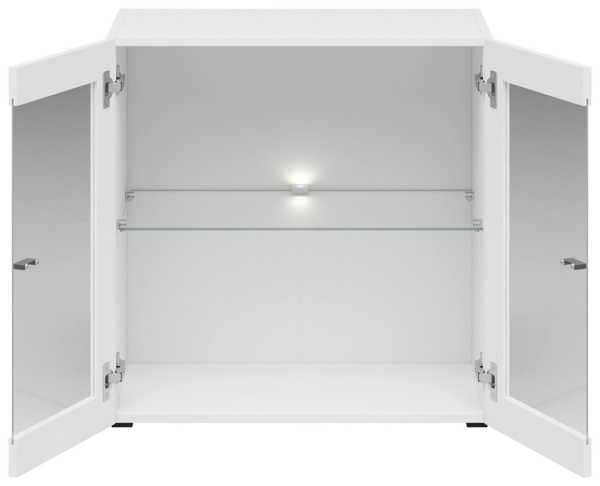 Vitrine 2 Türen, B: 64 cm Sixty-Four, Weiß - Schwarz/Weiß, Trend, Glas/Holzwerkstoff (64/64/35cm)