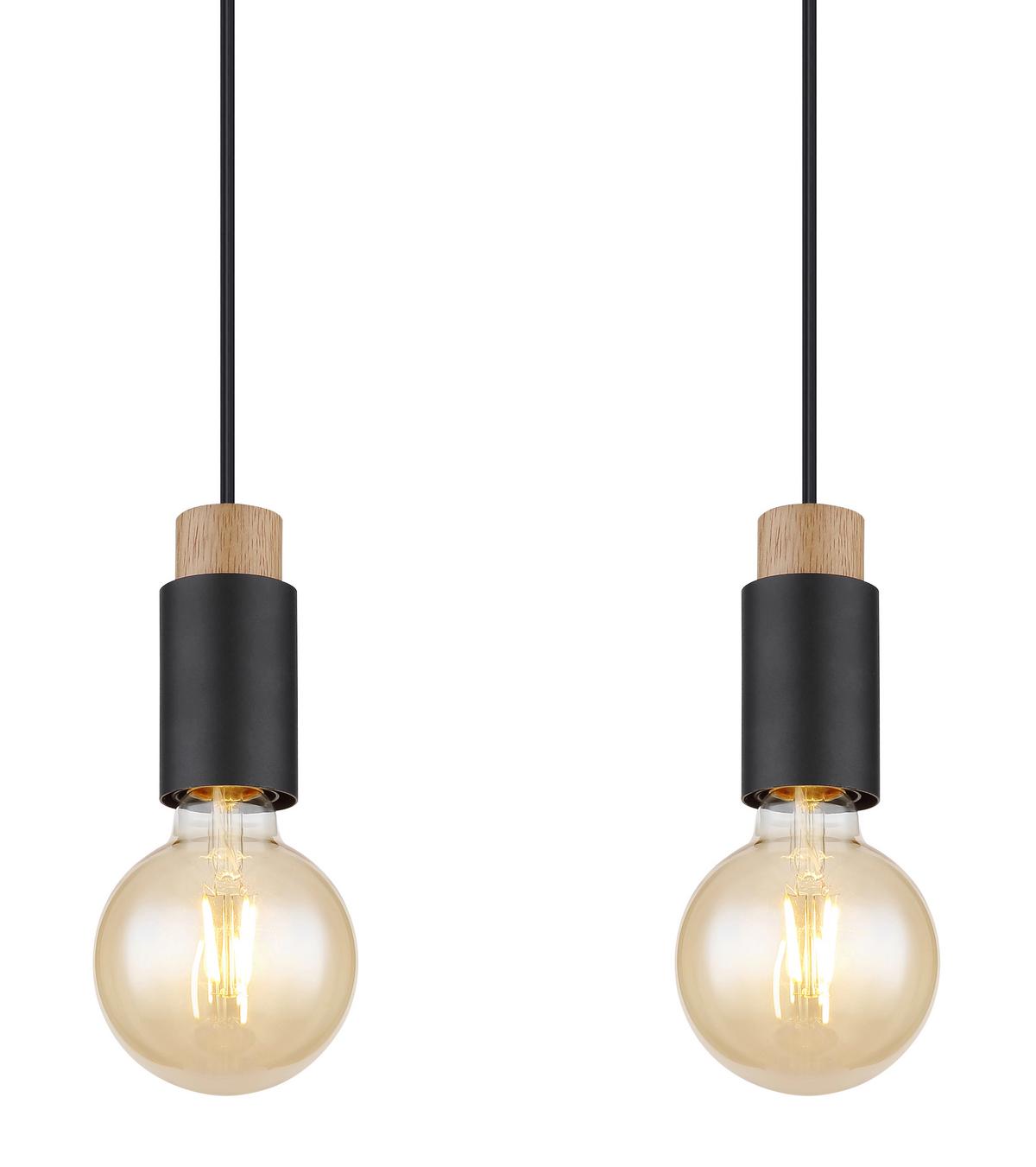 Hängeleuchte 54045-4h - Dunkelbraun/Schwarz, Design, Holz/Kunststoff (75/8/120cm) - Globo