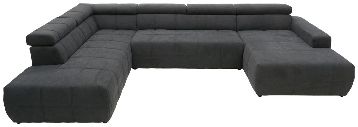 Wohnlandschaft Brandon Dunkelgrau Mikrofaser - Dunkelgrau/Schwarz, Design, Textil (228/359/175cm) - MID.YOU