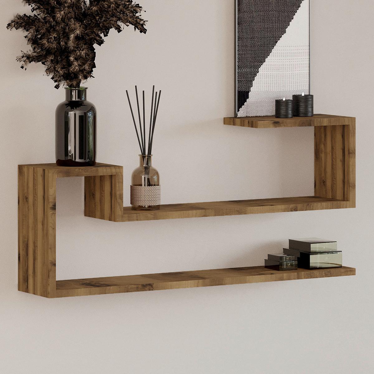 Wandregal Ravi Nussbaumfarben B: 90 cm - Nussbaumfarben, Design, Holzwerkstoff (90/41,2/17cm) - Livetastic