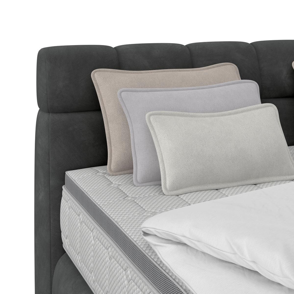 Boxspringbett Nobu Anthrazit, Lf: 160x200 cm - Anthrazit/Schwarz, Trend, Holz/Textil (160/200cm)