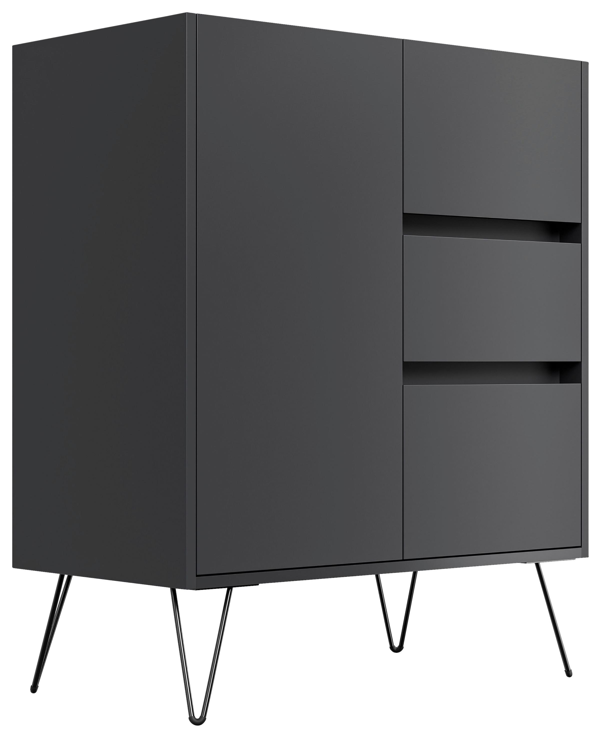 Sideboard Posseik Industrial Graphitfarben B: 76 cm - Schwarz/Graphitfarben, Design, Holzwerkstoff (76/93,6/42cm) - P & B