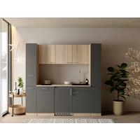 KÜCHENBLOCK Ingrid, Grau B: 210 cm - Eichefarben/Grau, Design, Holzwerkstoff (210cm) - Respekta