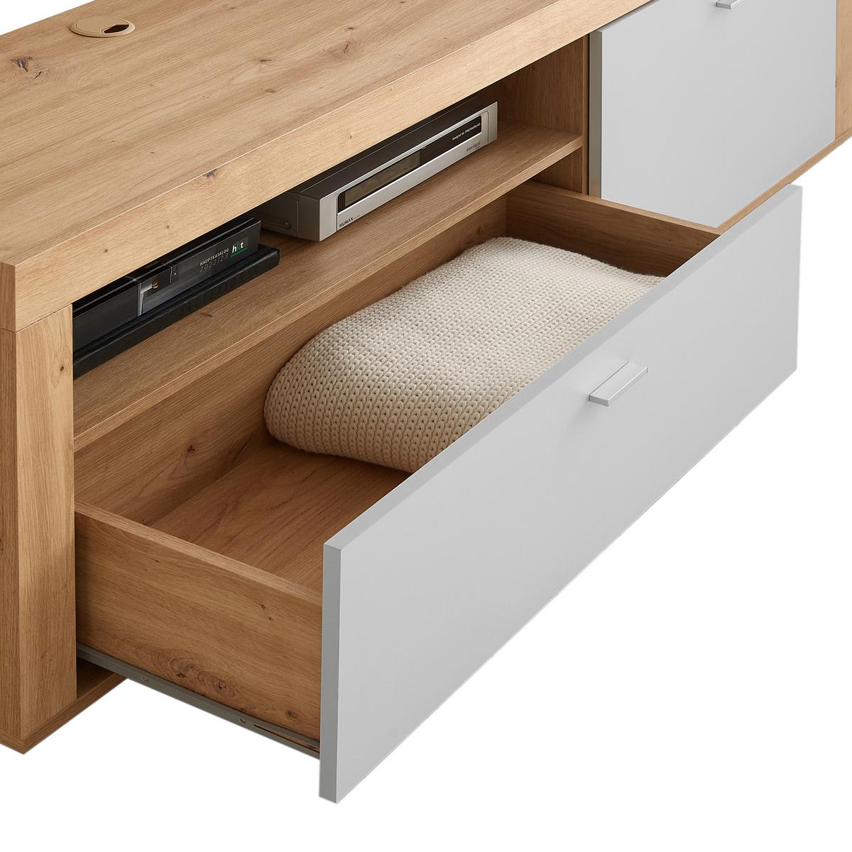 KOMODA POD TELEVIZI CANBERRA - barvy chromu, Moderní, kompozitní dřevo/plast (180/53,1/41,8cm)